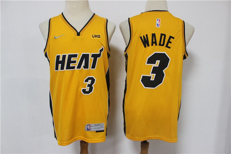 Men Miami Heat #3 Wade Yellow Game Nike 2021 NBA Jersey